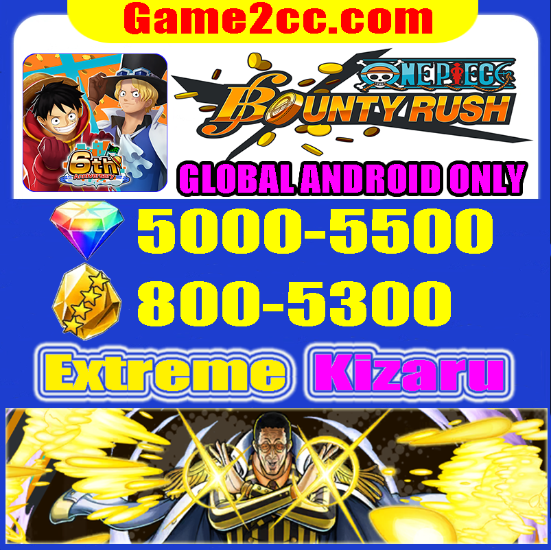 One Piece Bounty Rush Extreme Kizaru+5000 Diamonds+5300 Crystal Fragments GLOBAL Android Only