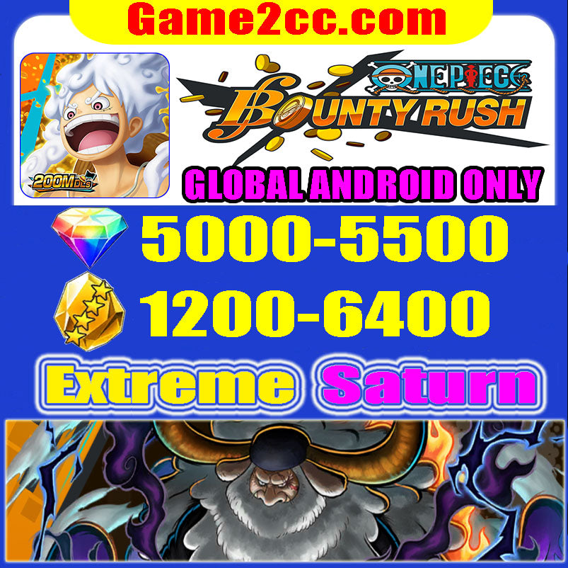 One Piece Bounty Rush Extreme Saturn+5000 Diamonds+6100 Crystal Fragments GLOBAL Android Only