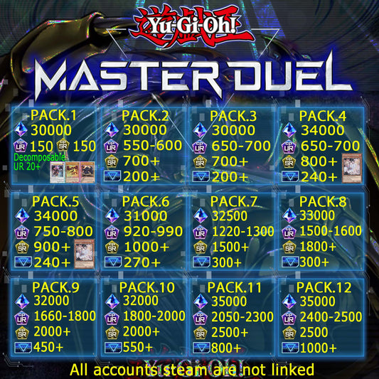 Yu-Gi-Oh! Master Duel Fresh Starter Account 28000-35000gems+Dismantlable UR