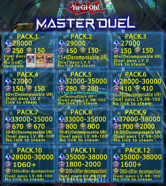 Yu-Gi-Oh! Master Duel Fresh Starter Account 28000-35000gems+Dismantlable UR