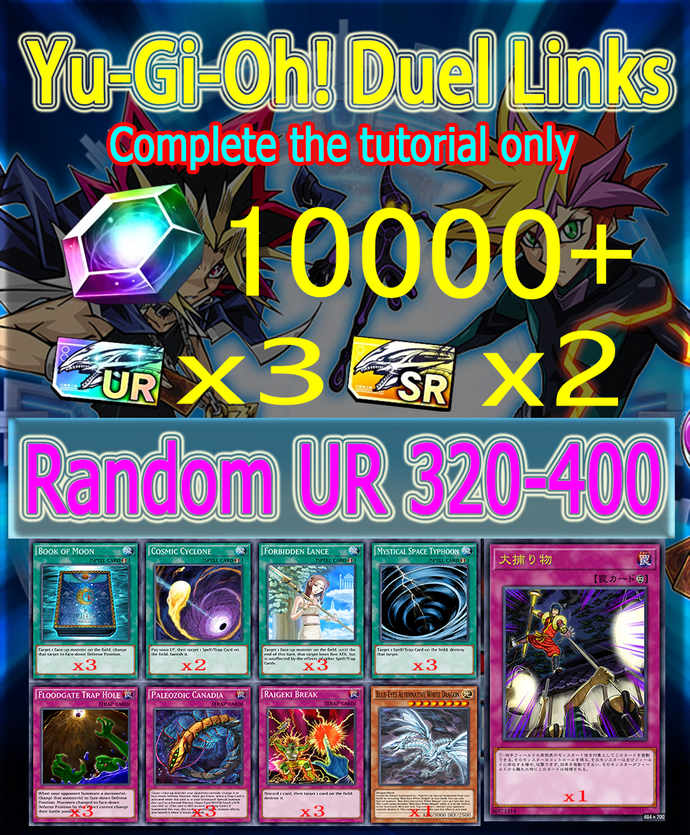 Yu-Gi-Oh! Duel Links 10000 Diamonds+Crackdown+Random UR 320-400 Starter account