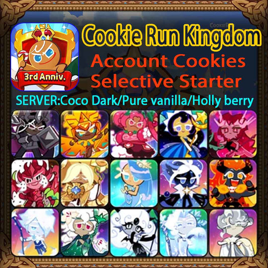 Cookie Run Kingdom Account Cookies Selective Starter -SERVER:Coco Dark/Pure vanilla/Holly berry