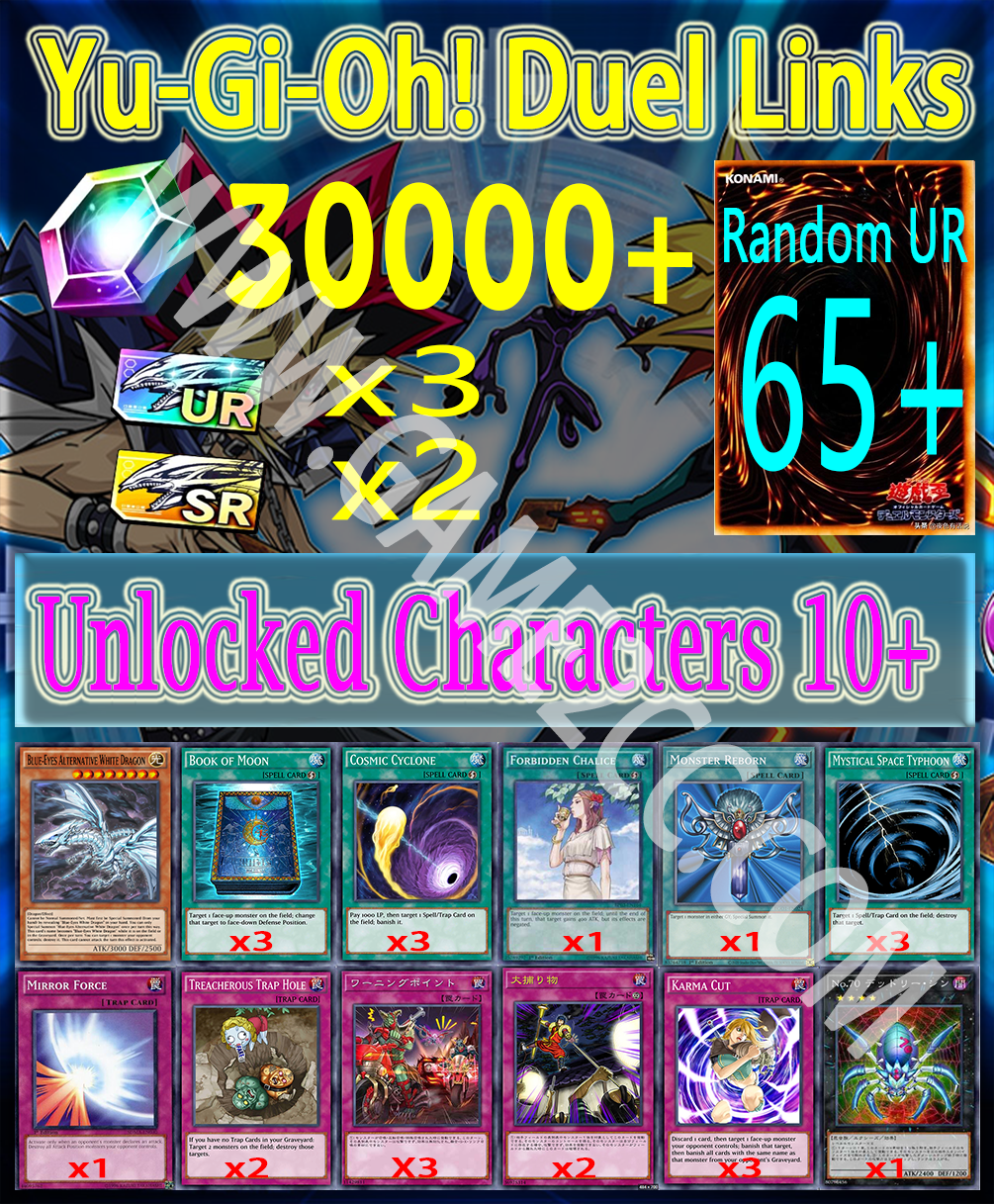 Yu-Gi-Oh! Duel Links 30000+Diamonds 65UR+ Starter account