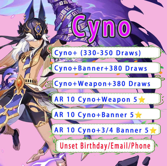 Genshin impact Cyno+Staff of the Scarlet Sands 2X5/3X5 star Starter Account AR10 Server:ASIA