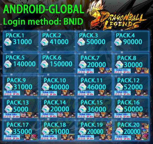 Dragon Ball Legends Resources + Characters Start Account 37000-150000 Chrono Crystal GLOBAL-ANDROID