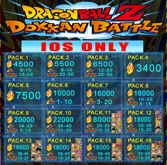 DRAGON BALL Z DOKKAN BATTLE 5000-22000 Dragon Stones LR1-40 IOS GLOBAL