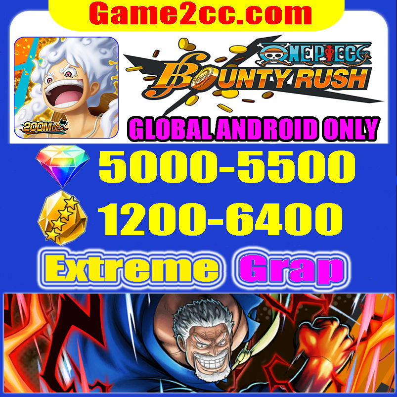 One Piece Bounty Rush Extreme Grap+5000 Diamonds+6100 Crystal Fragments GLOBAL Android Only