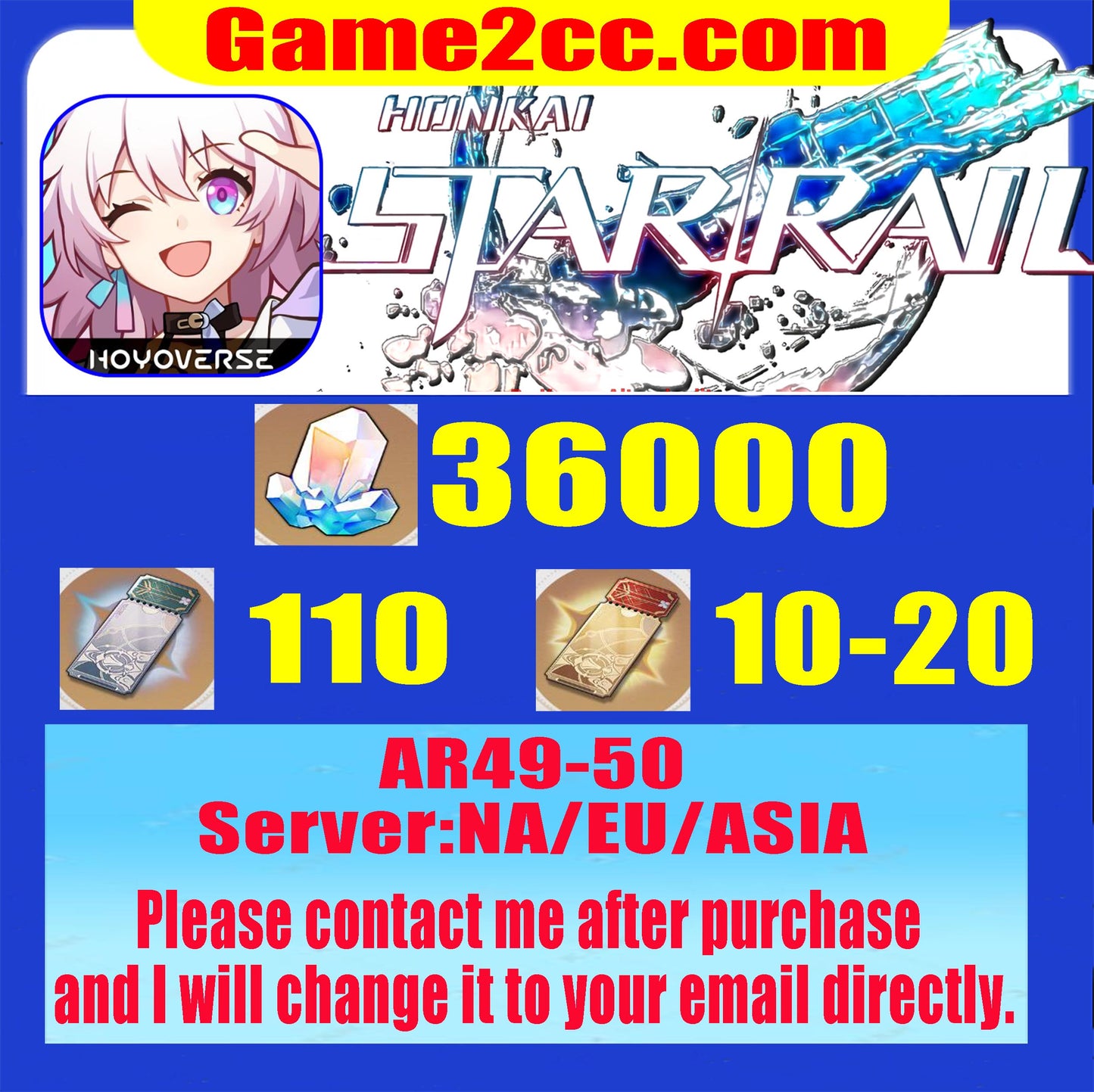 Honkai: Star Rail Resource account 36000 Jade Server：ASIA/EU/NA (No characters)