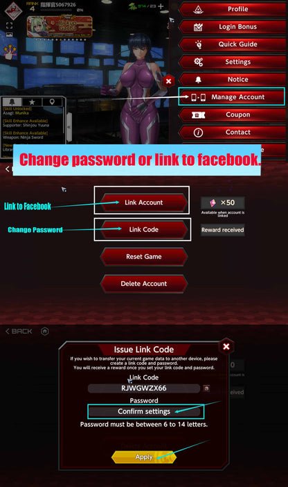Action Taimanin  22000Gems + Fujibayashi Yuno/Kuonji R. Spica Character + Resource Account