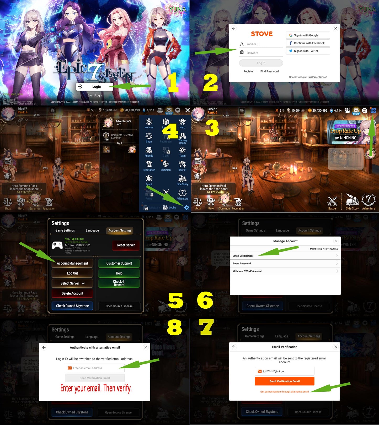 E7 Epic Seven Conqueror Lilias Starter Account Server:JAPAN